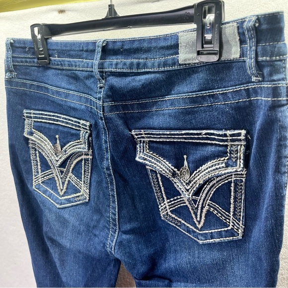 Vigoss Denim - Vigoss Roll Up Skinny Flap Pocket Jeans Womens 10 Blue Denim Stretch Comfy 2606